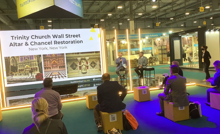 Brett Rugo accepts the Grande Pinnacle Award in Verona, Italy.