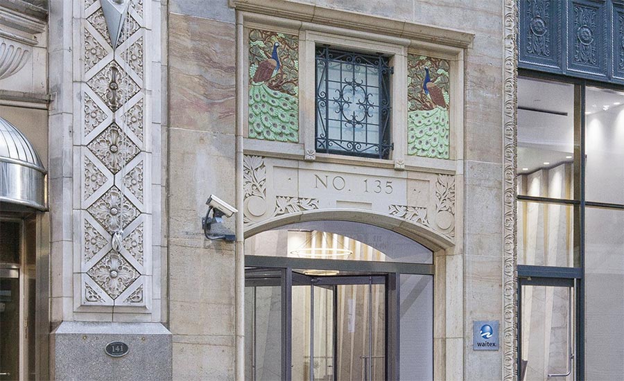 Motivated by the resurgence of the Fashion District and the building’s unique history, an architectural team restored the ornate facade of the base of New York City’s Fashion Tower, while sensitively incorporating a contemporary stone lobby